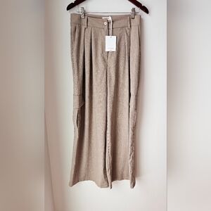 Via Bovio Italy Wide Leg Pants Trusers Side  Pockets Grey Brown Viscose size M